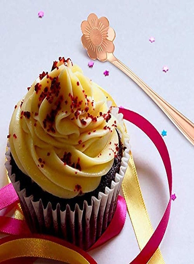 Litvibes Stainless Steel Creative Tableware Flower Dessert Spoon,Coffee Spoon,Sugar Spoon,Mixing Spoon,Tea Spoon,Stirring Spoon,Cake and Ice Cream Spoon,Stir bar Rose Gold Spoons -Set of 6 (Random) - Image 4
